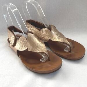 Pedro Garcia Jamee Gold Pebbled Leather Sandals Size 7.5